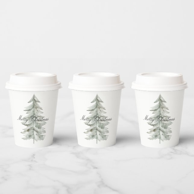 Vasos De Papel Árbol verde blanco navidades (Multi)