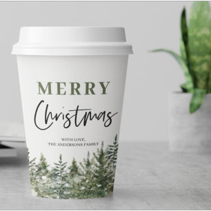 Vasos De Papel Árbol verde de los navidades Feliz Navidad