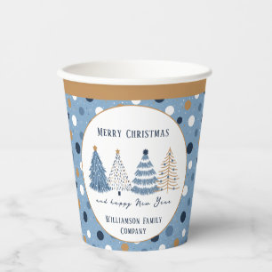 Vasos De Papel Árboles azules con Navidades de nombres personaliz
