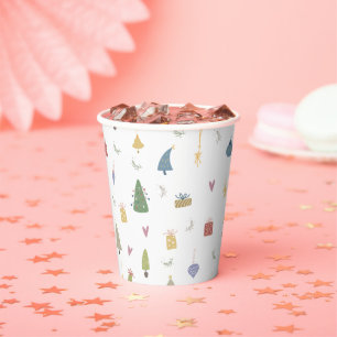 Vasos De Papel Árboles de Navidad curados presenta patrón de orna