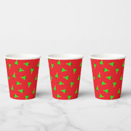 Vasos De Papel Árboles de Navidad en rojo
