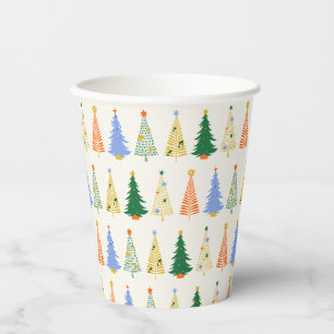 Vasos De Papel Árboles de Navidad Lindos Rojo Verde Boho
