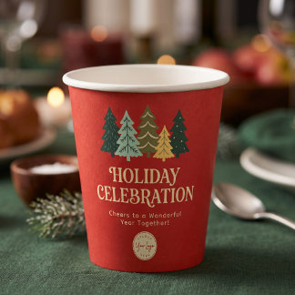 Vasos De Papel Árboles de Navidad Modernos Felices Fiestas Corpor