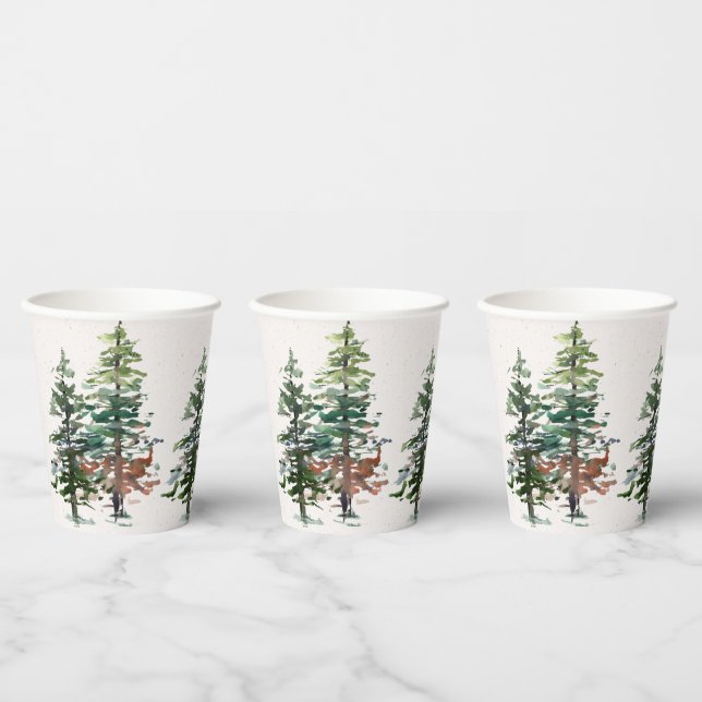 Vasos De Papel Árboles forestales de invierno (Multi)