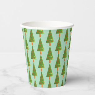 Vasos De Papel Árboles navideños sellados en verde