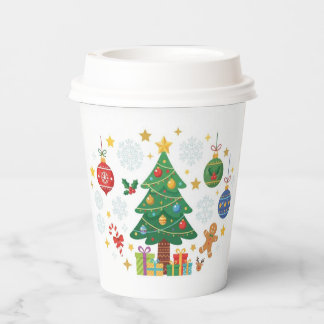 Vasos De Papel Árboles y Adornos Navideños