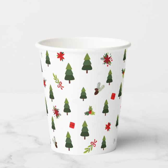 Vasos De Papel Árboles y arcos de Navidad (Anverso)
