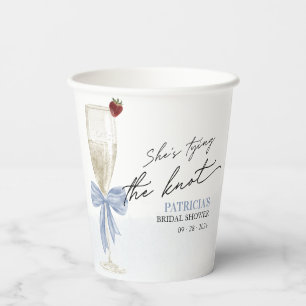 Vasos De Papel Arco azul polvoriento Ella está atando el nudo Des