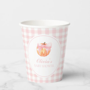 Vasos De Papel Arco de calabaza rosa y baby shower de cuadros esc
