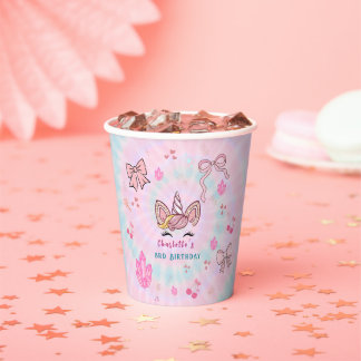 Vasos De Papel Arco de Coqueta Unicornio de Tinte Mágico Cumpleañ