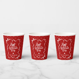 Vasos De Papel Arco dibujado a mano y patrón de corazones Día de 