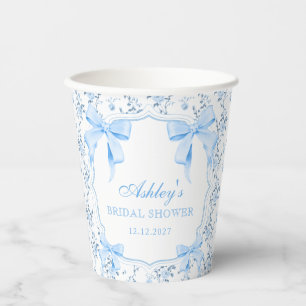Vasos De Papel Arco Floral Azul para Despedida de Soltera