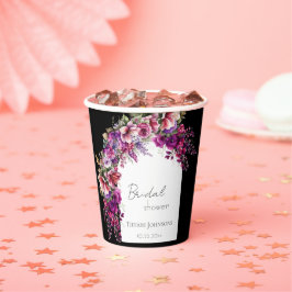 Vasos De Papel Arco Floral Lavanda Fucsia para Despedida de Solte