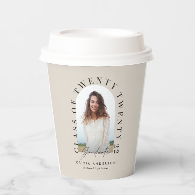 Vasos De Papel Arco fotográfico geométrico moderno de la tipograf (Anverso)