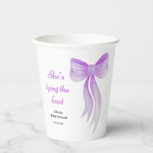 Vasos De Papel Arco Morado Ella Está Atando el Nudo Despedida de 