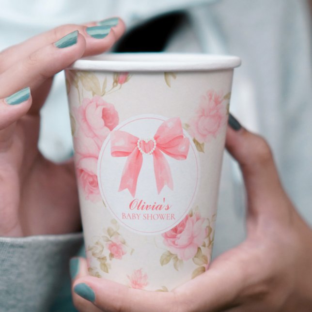 Vasos De Papel Arco rosado y rosas preadorables ducha de bebé (Subido por el creador)