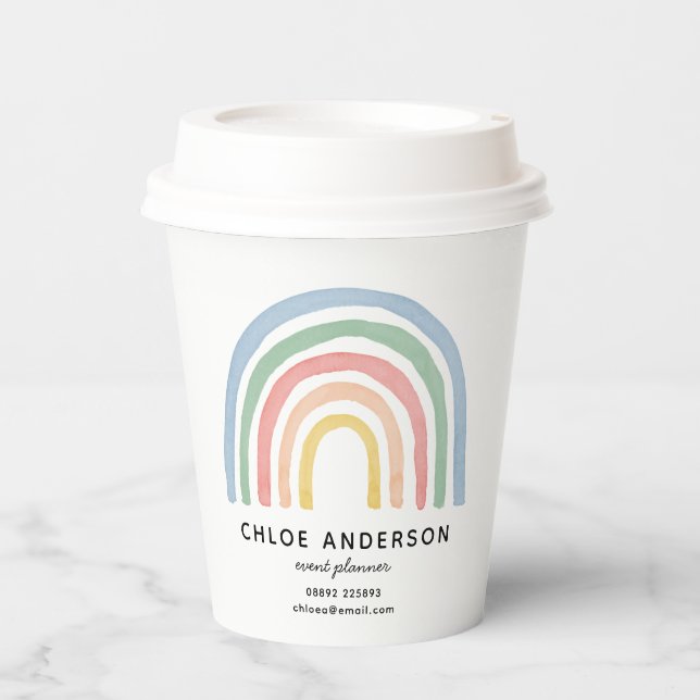 Vasos De Papel Arcoiris acuático moderno lindo colorido (Anverso)