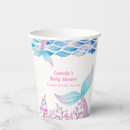 Vasos De Papel Arcoiris bajo mar Mermaid Tail Baby Shower