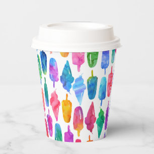 Vasos De Papel Arcoiris Hielo Crema Popsicle Cumpleaños