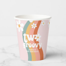 Vasos De Papel Arcoíris Retro Dos Groovy Daisy