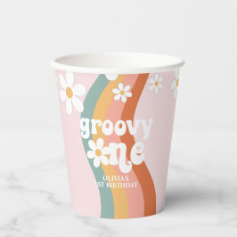 Vasos De Papel Arcoíris Retro Groovy Uno Margarita