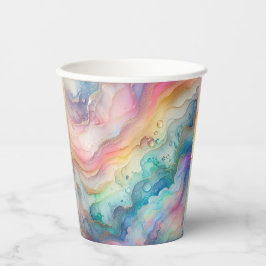 Vasos De Papel Arcoíris y Burbujas Platos de Papel y de Fiesta