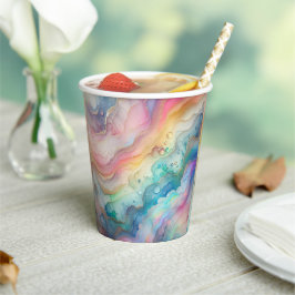 Vasos De Papel Arcos Iris y Burbujas Platos de Papel y de Fiesta