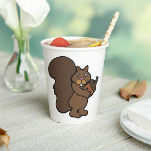 Vasos De Papel Ardilla con bellota animal lindo del bosque