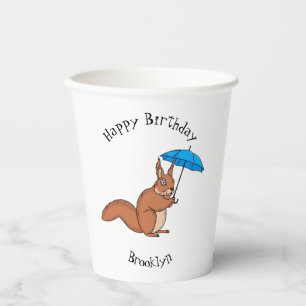 Vasos De Papel Ardilla roja con paraguas personalizado