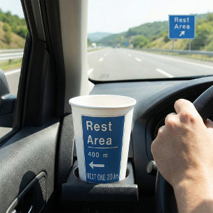 Vasos De Papel Área de descanso 400m Rótulo de la carretera izqui