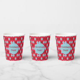 Vasos De Papel Argyle Navidades Rojo Azul y Crimson