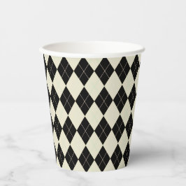 Vasos De Papel Argyle negro y blanco