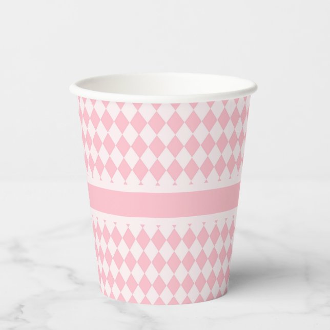 Vasos De Papel Argyle Rosa   (Anverso)