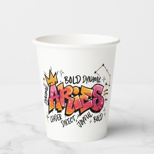 Vasos De Papel Aries Zodíaco Graffiti  (Anverso)