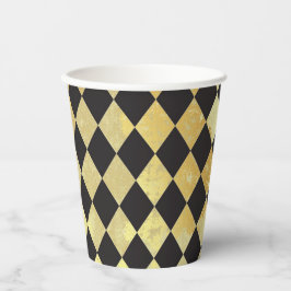 Vasos De Papel Arlequín de oro y de color negro con problemas