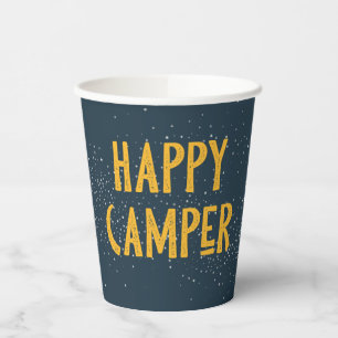 Vasos De Papel Armada oscura y campamentos felices amarillos