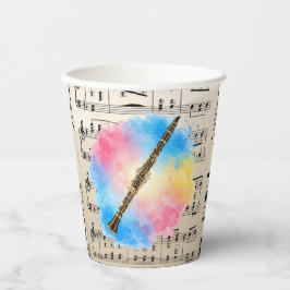 Vasos De Papel Armonía clarinete: Coloridas acuarelas