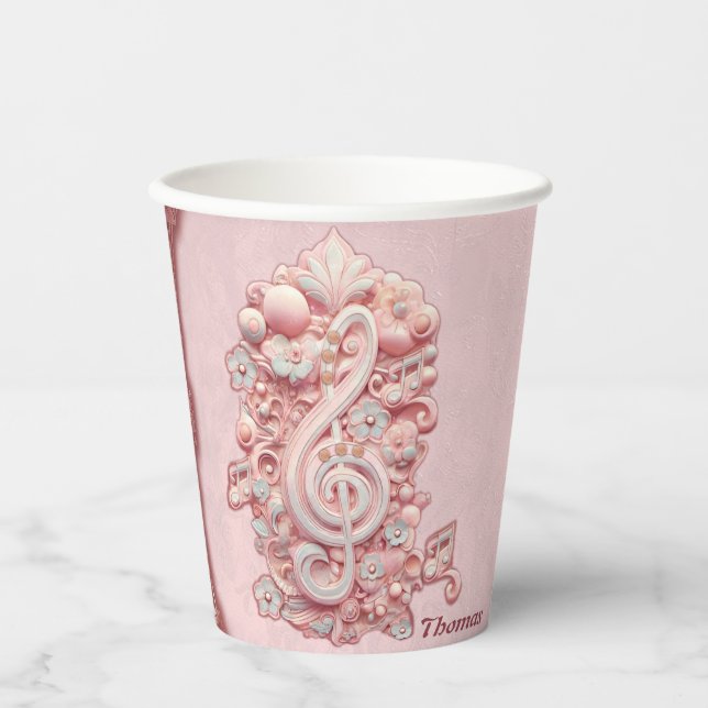 Vasos De Papel Armonía en rosa, un majestuoso y estilizado trinqu (Anverso)