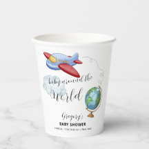 Around The World Map Airplane Boy Baby Shower