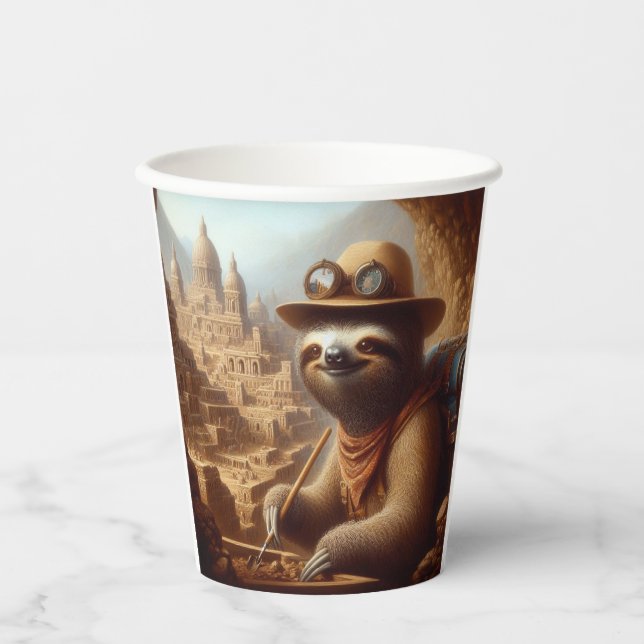 Vasos De Papel Arqueólogo Sloth (Anverso)