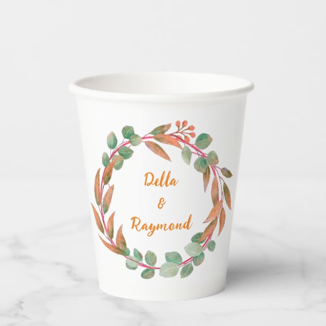 Vasos De Papel Arreglo de Wreath de Rustic Garden Soiree Sangria (Anverso)