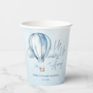 Vasos De Papel ¡Arriba y lejos! Baby Shower Blue Hot Air Balloon