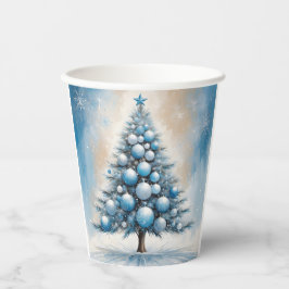 Vasos De Papel Art Deco Árbol de Navidad Azul Ornamentos Lujosos