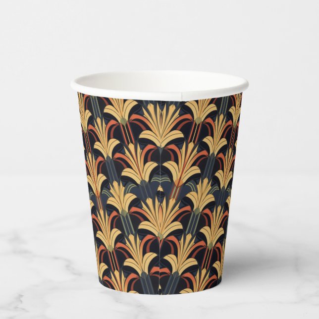 Vasos De Papel Art Deco Elegante Oro Rojo Negro (Derecha)