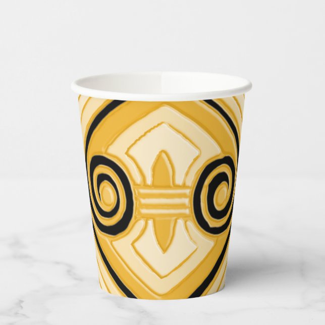 Vasos De Papel Art Deco hace Persia (amarillo y negro) (Izquierda)