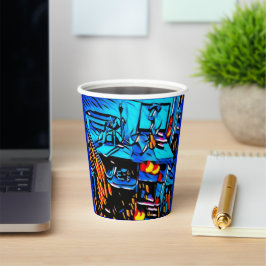 Vasos De Papel Art. del almuerzo del área de trabajo