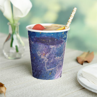 Vasos De Papel Arte abstracto acuarela de galaxia cósmica