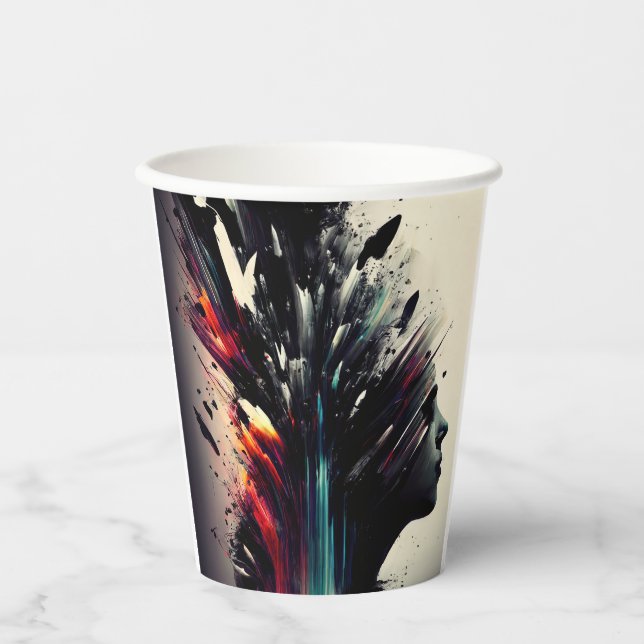 Vasos De Papel Arte abstracto de Boho con cara chica (Anverso)