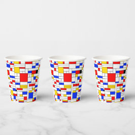 Vasos De Papel Arte abstracto de estilo mondriano