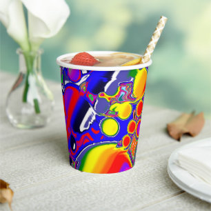 Vasos De Papel Arte abstracto de explosión en arco iris